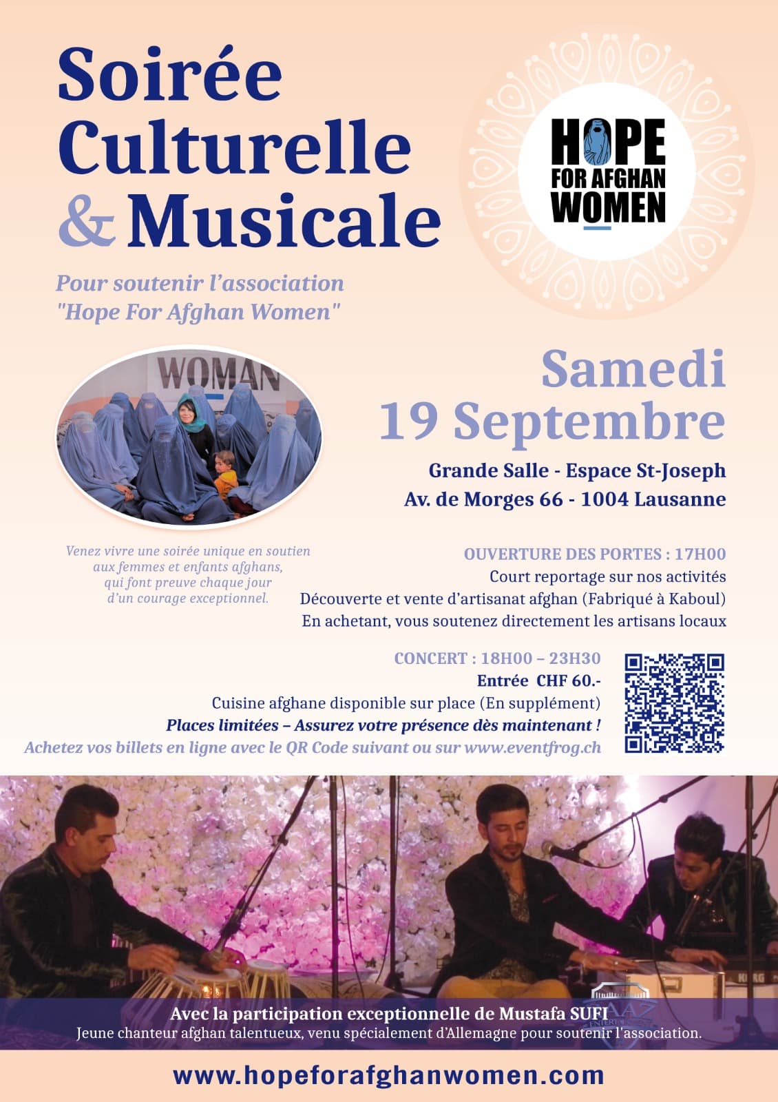 Soirée Culturelle & Musicale — Hope For Afghan Women, Samedi 19 Septembre 2026
